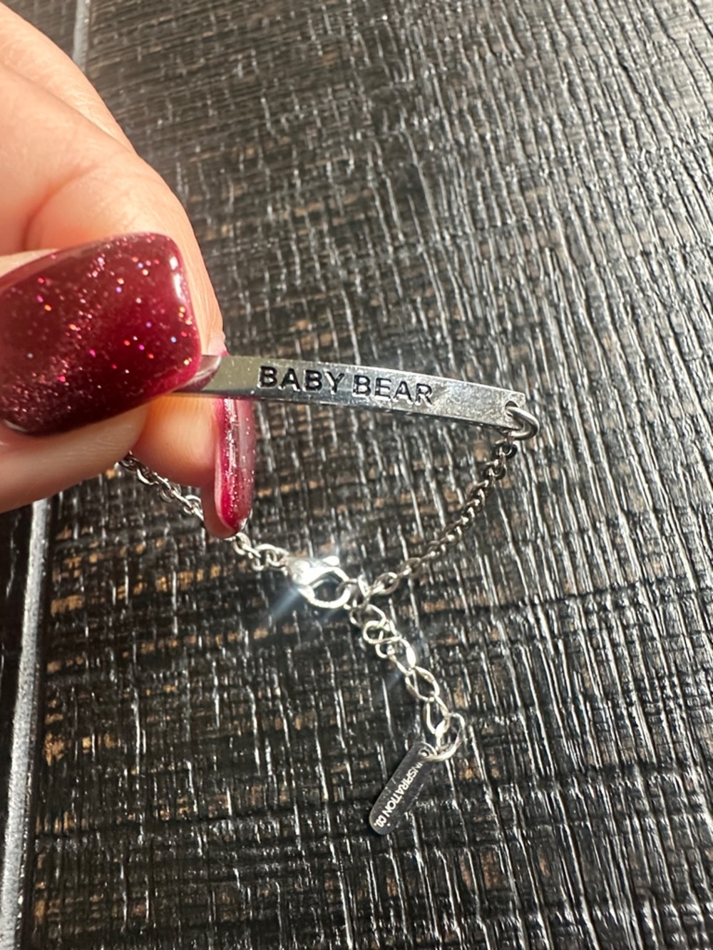 Silver BABY BEAR baby Bar bracelet